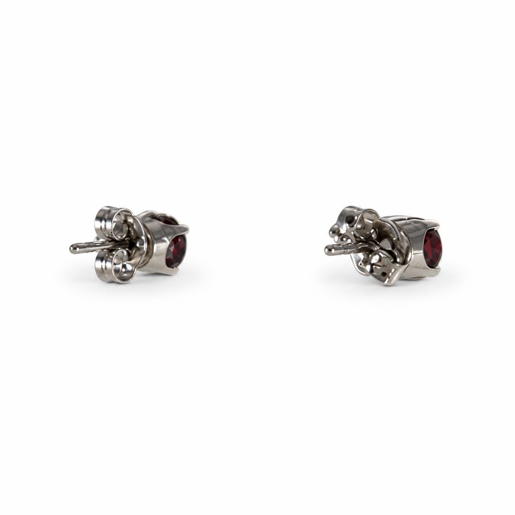 Gallery image of this Women’s 14k White Gold 5mm Stud Earrings with Garnet