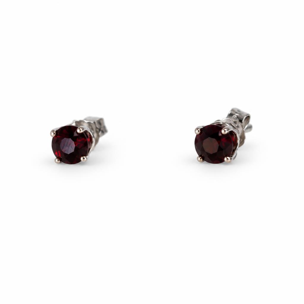 Featured image of this Women’s 14k White Gold 5mm Stud Earrings with Garnet