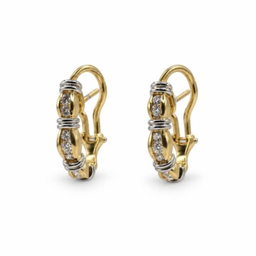 Featured image of this Women’s 18k Yellow Gold & Platinum Diamond Hoop Earrings