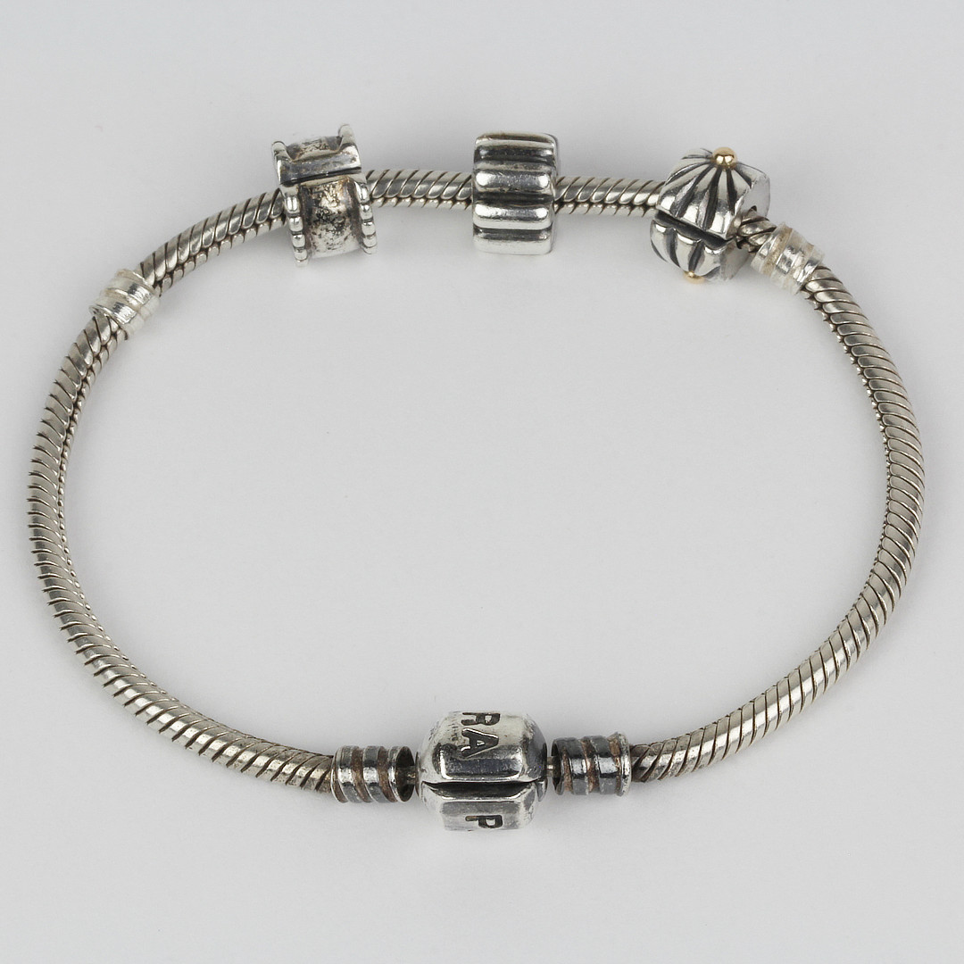 Authentic Pandora Sterling Silver Charm Bracelet with (3